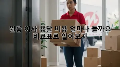 원룸 이사, 용달 비용 얼마나 들까요? 비교표로 알아보자!